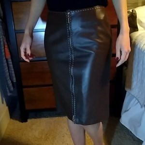 Escada brown leather pencil skirt (size 4)